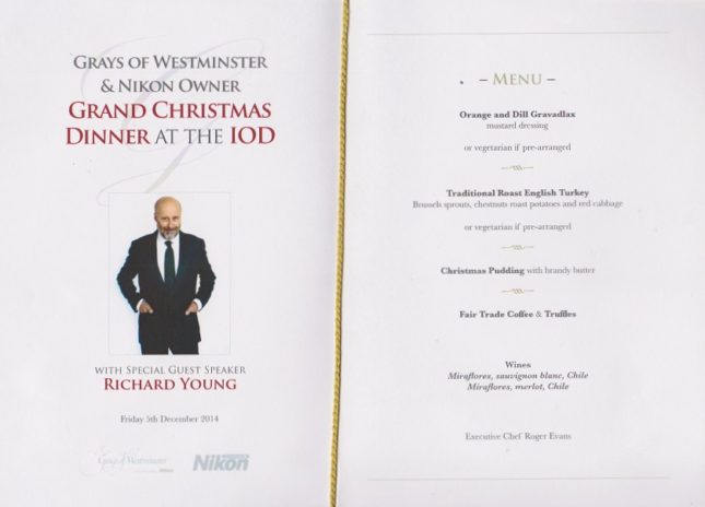 Grays of Westminster Christmas Dinner: The Menu