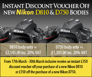 Instant Discount Voucher off new Nikon D810 & new Nikon D750 bodies